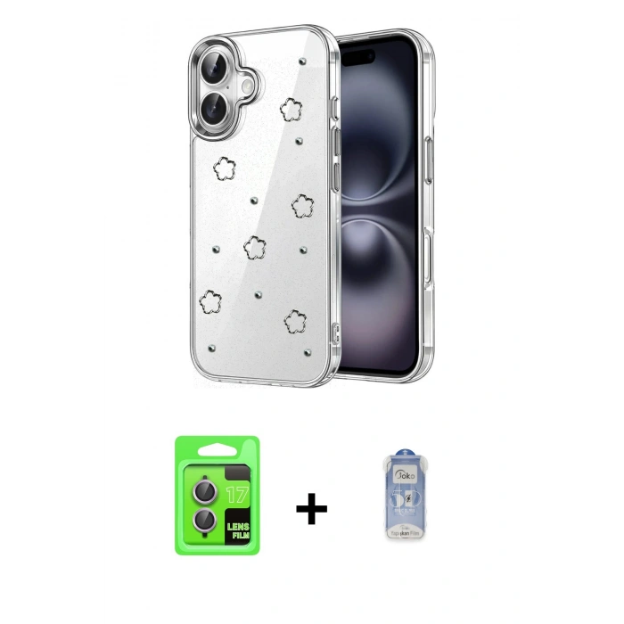 MARSİLYAN™- iPhone 17 Kılıf Yörünge Form - Siyah Joko Magic 5D Cam + Raze Metal Kamera Lens - AKMR