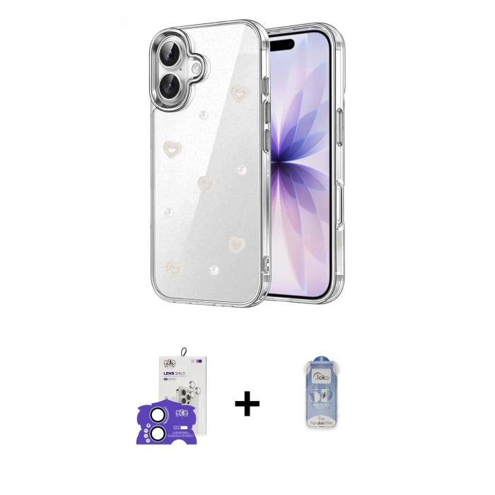 MARSİLYAN™- iPhone 17 Kılıf Yörünge Form - Siyah Joko Magic 5D Cam + Bilvis Titan Kamera Lens - AKMI