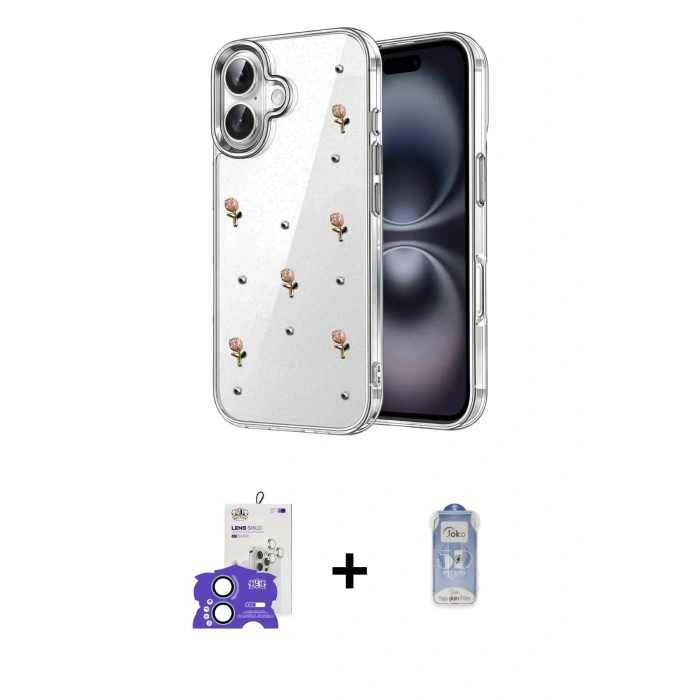 MARSİLYAN™- iPhone 17 Kılıf Yörünge Form - Siyah Joko Magic 5D Cam + Bilvis Titan Kamera Lens - AKMI