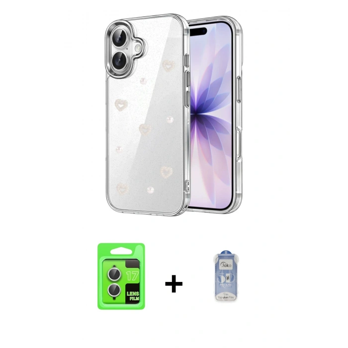 MARSİLYAN™- iPhone 17 Kılıf Yörünge Form - Siyah Joko Magic 5D Cam + Raze Metal Kamera Lens - GS
