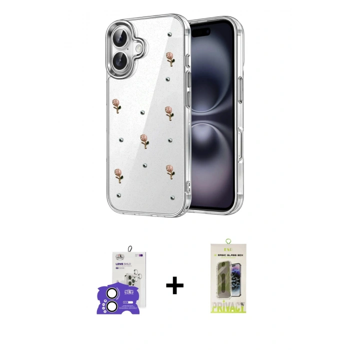 MARSİLYAN™- iPhone 17 Kılıf Yörünge Form - Siyah Joko Magic 5D Hayalet Cam + Bilvis Titan Kamera Lens - AKYL