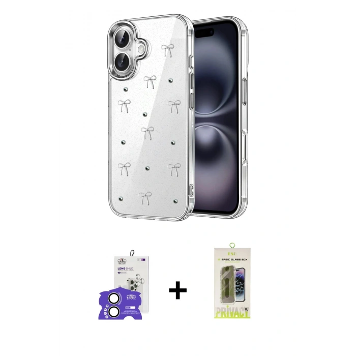 MARSİLYAN™- iPhone 17 Kılıf Yörünge Form - Siyah Joko Magic 5D Hayalet Cam + Bilvis Titan Kamera Lens - AKYL