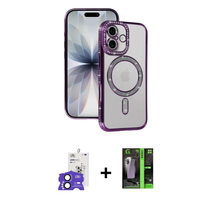 MARSİLYAN™- iPhone 17 Kılıf Zirve Doku Prime - Şeffaf 360 Full Body Arka Koruyucu + Bilvis Titan Kamera Lens - SH