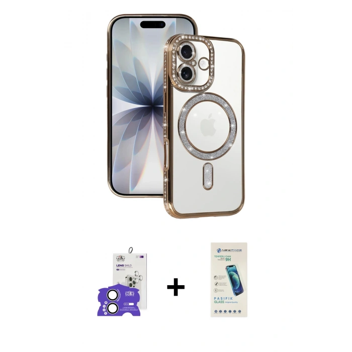 MARSİLYAN™- iPhone 17 Kılıf Zirve Doku Prime - Şeffaf Pasifik Cam Ekran Koruyucu + Bilvis Titan Kamera Lens - AKYL