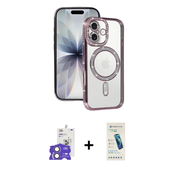 MARSİLYAN™- iPhone 17 Kılıf Zirve Doku Prime - Şeffaf Pasifik Cam Ekran Koruyucu + Bilvis Titan Kamera Lens - AKYL