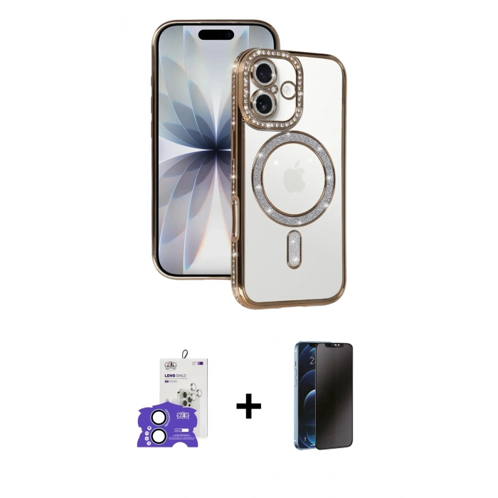 MARSİLYAN™- iPhone 17 Kılıf Zirve Doku Prime - Siyah 3D Antistatik Hayalet Cam Ekran Koruyucu + Bilvis Titan Kamera Lens - AKMI