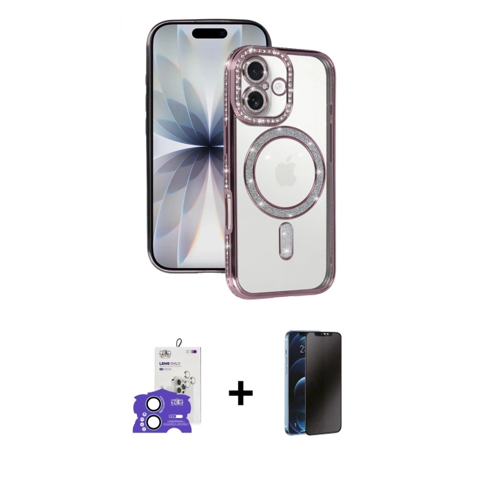 MARSİLYAN™- iPhone 17 Kılıf Zirve Doku Prime - Siyah 3D Antistatik Hayalet Cam Ekran Koruyucu + Bilvis Titan Kamera Lens - AKMI
