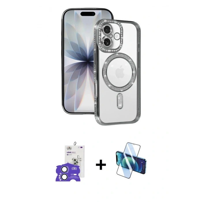 MARSİLYAN™- iPhone 17 Kılıf Zirve Doku Prime - Siyah 3D Antistatik Seramik Nano Ekran Koruyucu + Bilvis Titan Kamera Lens - AKMI