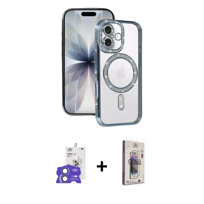 MARSİLYAN™- iPhone 17 Kılıf Zirve Doku Prime - Siyah Bilvis 3D Cam Ekran Koruyucu + Bilvis Titan Kamera Lens - AKMI