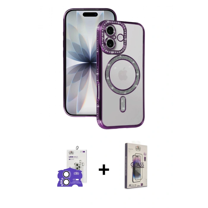 MARSİLYAN™- iPhone 17 Kılıf Zirve Doku Prime - Siyah Bilvis 3D Cam Ekran Koruyucu + Bilvis Titan Kamera Lens - LA