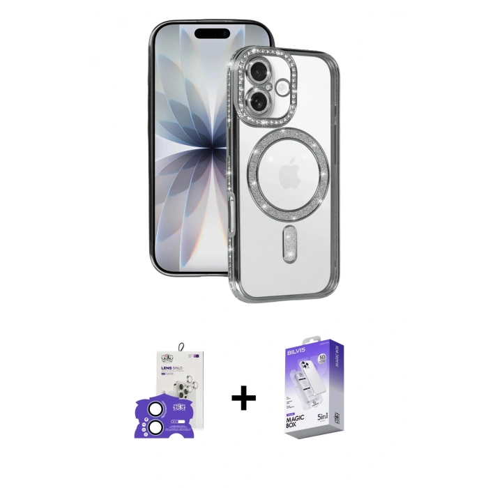 MARSİLYAN™- iPhone 17 Kılıf Zirve Doku Prime - Siyah Bilvis 5in1 3D Magic Cam Ekran Koruyucu + Bilvis Titan Kamera Lens - AKMI