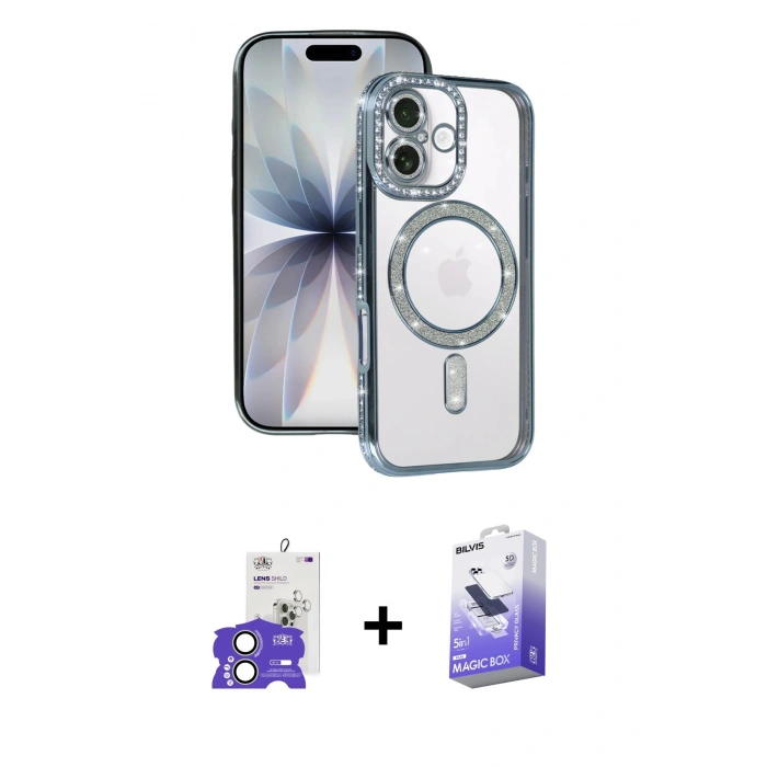 MARSİLYAN™- iPhone 17 Kılıf Zirve Doku Prime - Siyah Bilvis 5in1 5D Magic Hayalet Cam Ekran Koruyucu + Bilvis Titan Kamera Lens - AKYL
