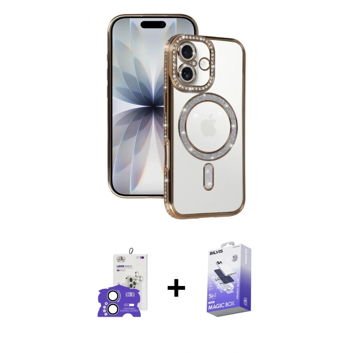 MARSİLYAN™- iPhone 17 Kılıf Zirve Doku Prime - Siyah Bilvis 5in1 5D Magic Hayalet Cam Ekran Koruyucu + Bilvis Titan Kamera Lens - AKYL