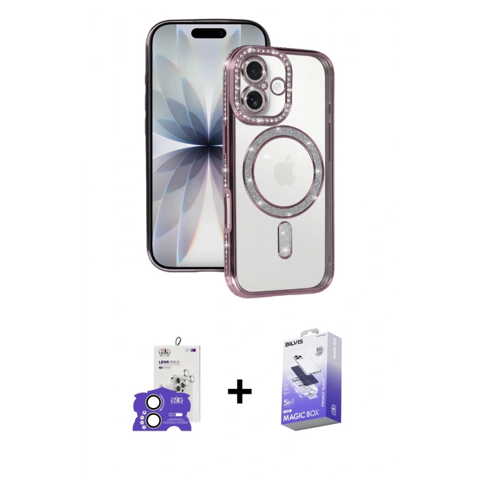 MARSİLYAN™- iPhone 17 Kılıf Zirve Doku Prime - Siyah Bilvis 5in1 5D Magic Hayalet Cam Ekran Koruyucu + Bilvis Titan Kamera Lens - AKYL