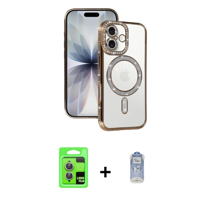MARSİLYAN™- iPhone 17 Kılıf Zirve Doku Prime - Siyah Joko Magic 5D Cam + Raze Metal Kamera Lens - AKMR