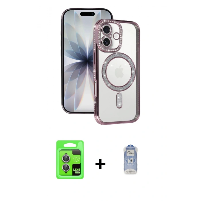 MARSİLYAN™- iPhone 17 Kılıf Zirve Doku Prime - Siyah Joko Magic 5D Cam + Raze Metal Kamera Lens - AKMR