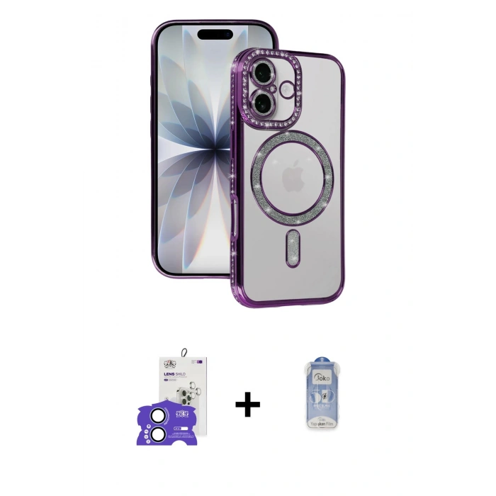 MARSİLYAN™- iPhone 17 Kılıf Zirve Doku Prime - Siyah Joko Magic 5D Cam + Bilvis Titan Kamera Lens - AKMI