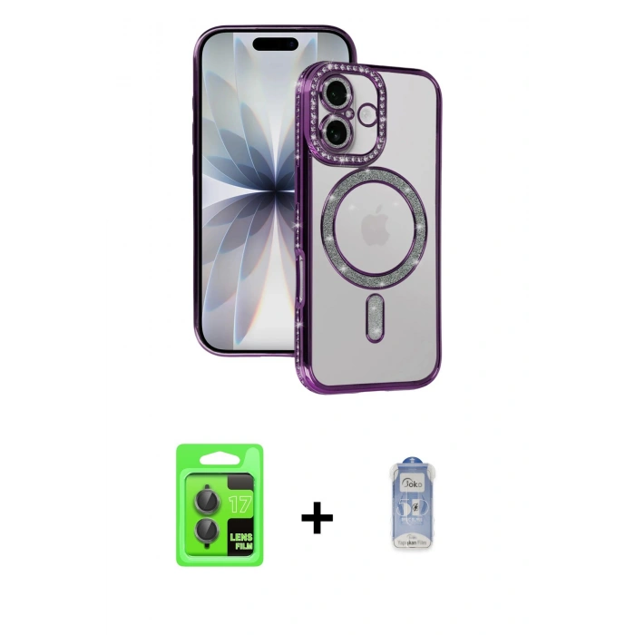 MARSİLYAN™- iPhone 17 Kılıf Zirve Doku Prime - Siyah Joko Magic 5D Cam + Raze Metal Kamera Lens - GI
