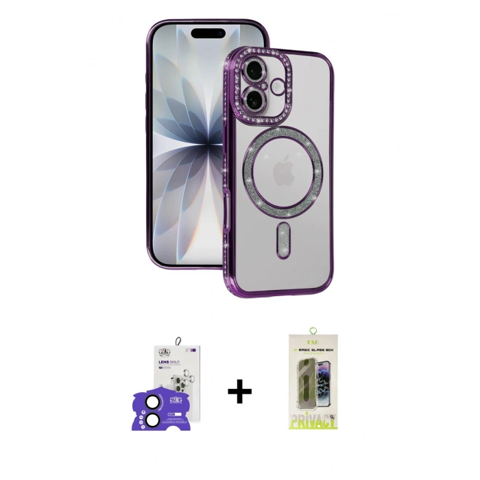 MARSİLYAN™- iPhone 17 Kılıf Zirve Doku Prime - Siyah Joko Magic 5D Hayalet Cam + Bilvis Titan Kamera Lens - SH