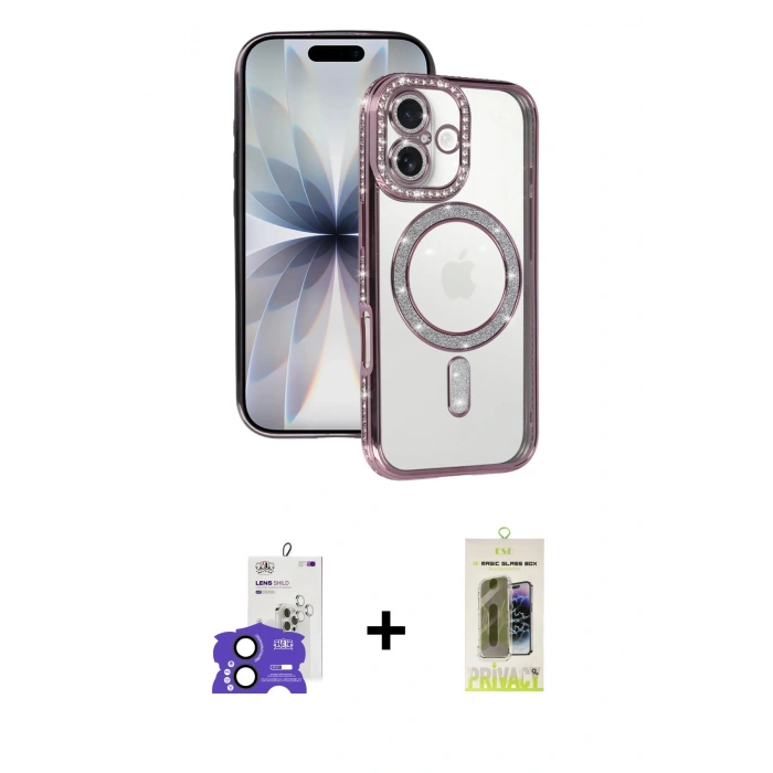 MARSİLYAN™- iPhone 17 Kılıf Zirve Doku Prime - Siyah Joko Magic 5D Hayalet Cam + Bilvis Titan Kamera Lens - SH