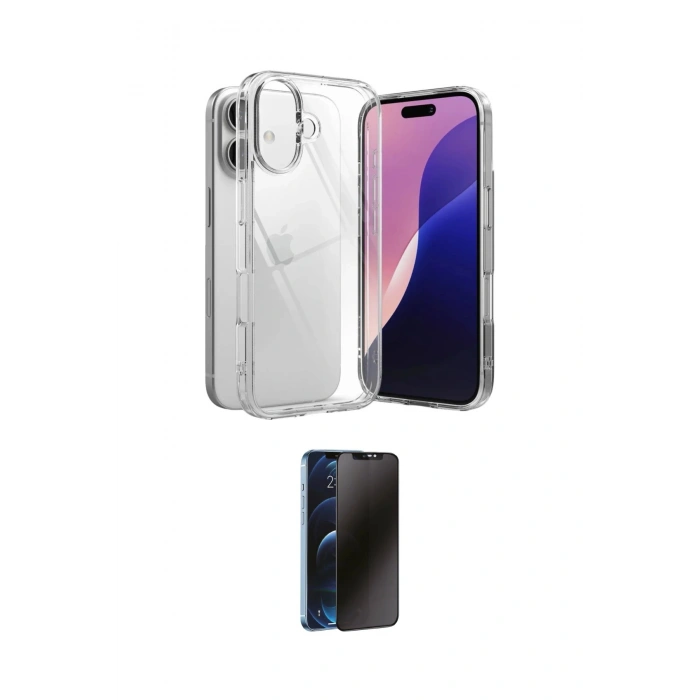 MARSİLYAN™- iPhone 17 Kılıf Zirve Doku - Siyah 3D Antistatik Hayalet Cam Ekran Koruyucu