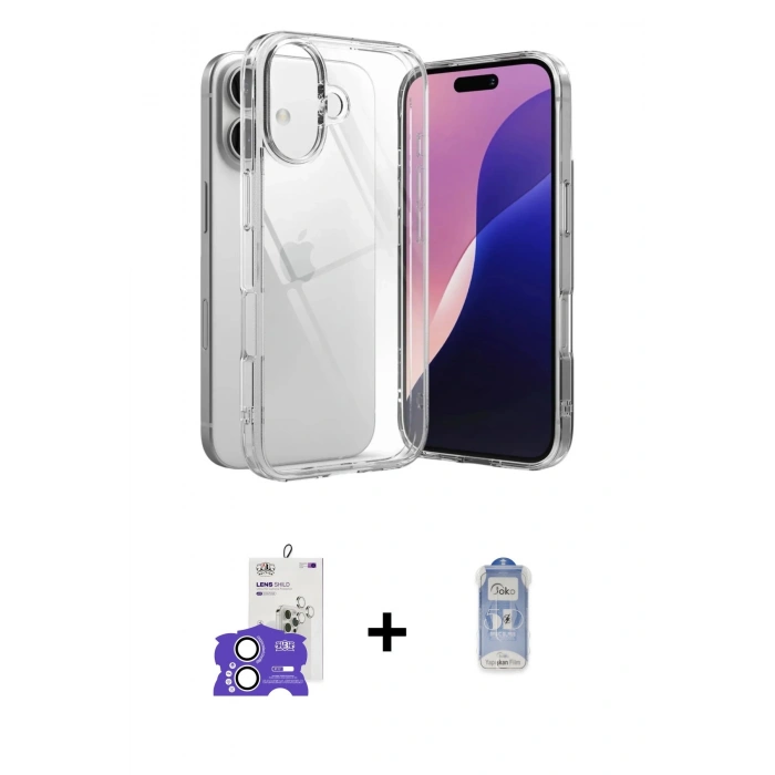 MARSİLYAN™- iPhone 17 Kılıf Zirve Doku - Siyah Joko Magic 5D Cam + Bilvis Titan Kamera Lens - GS