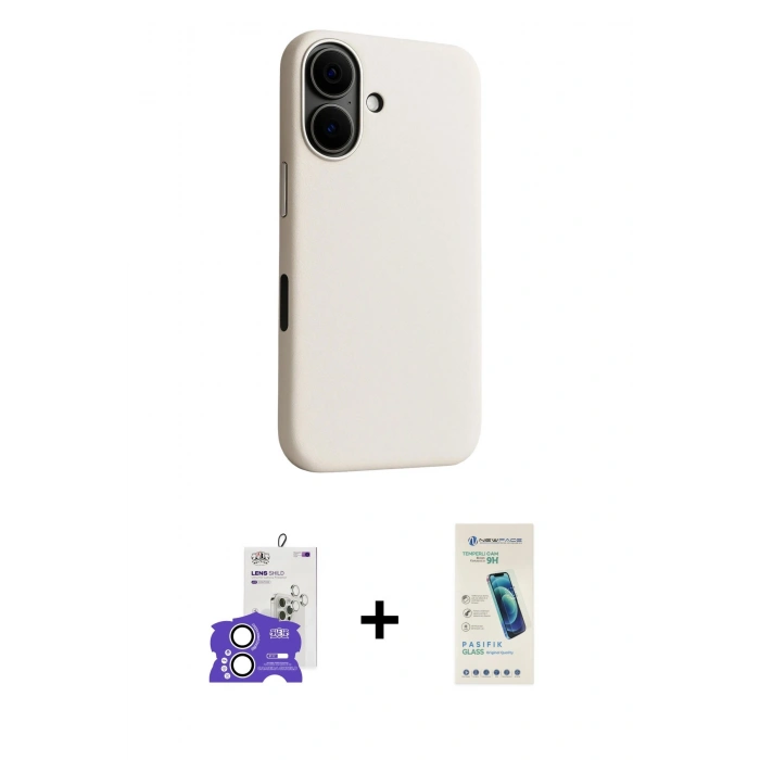 MARSİLYAN™- iPhone 17 Kılıf Zirve Modern Prime - Şeffaf Pasifik Cam Ekran Koruyucu + Bilvis Titan Kamera Lens - GS
