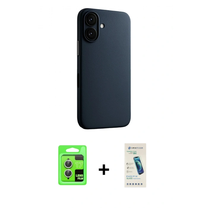 MARSİLYAN™- iPhone 17 Kılıf Zirve Modern Prime - Şeffaf Pasifik Cam Ekran Koruyucu + Raze Metal Kamera Lens - GS