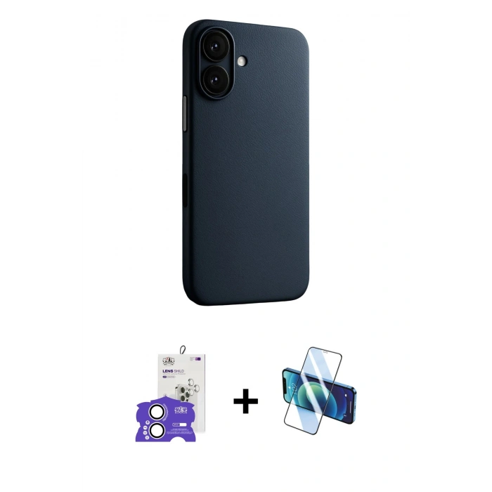 MARSİLYAN™- iPhone 17 Kılıf Zirve Modern Prime - Siyah 3D Antistatik Cam Ekran Koruyucu + Bilvis Titan Kamera Lens - GS