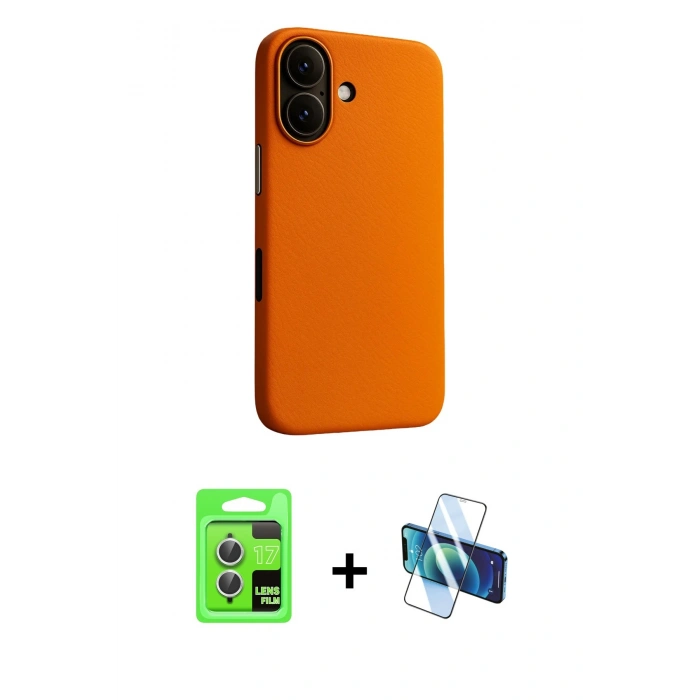 MARSİLYAN™- iPhone 17 Kılıf Zirve Modern Prime - Siyah 3D Antistatik Seramik Nano Ekran Koruyucu + Raze Metal Kamera Lens - GS