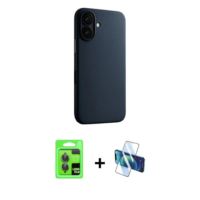 MARSİLYAN™- iPhone 17 Kılıf Zirve Modern Prime - Siyah 3D Antistatik Seramik Nano Ekran Koruyucu + Raze Metal Kamera Lens - GI