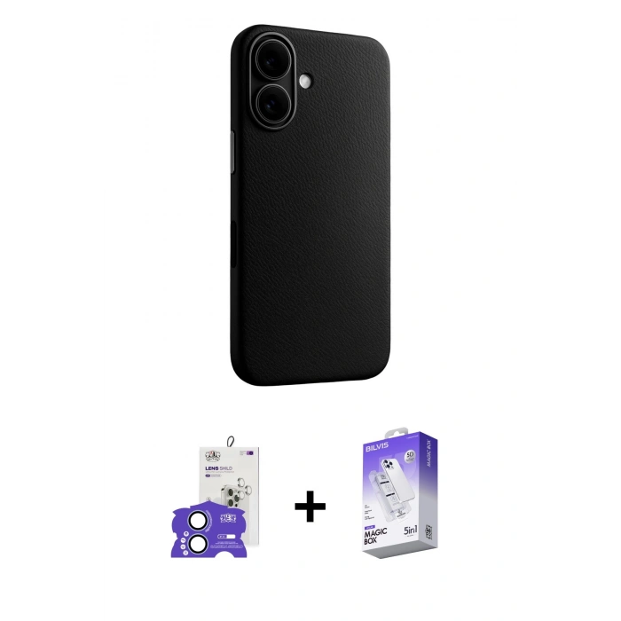 MARSİLYAN™- iPhone 17 Kılıf Zirve Modern Prime - Siyah Bilvis 5in1 3D Magic Cam Ekran Koruyucu + Bilvis Titan Kamera Lens - AKMI
