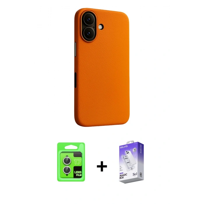 MARSİLYAN™- iPhone 17 Kılıf Zirve Modern Prime - Siyah Bilvis 5in1 3D Magic Cam Ekran Koruyucu + Raze Metal Kamera Lens - GS