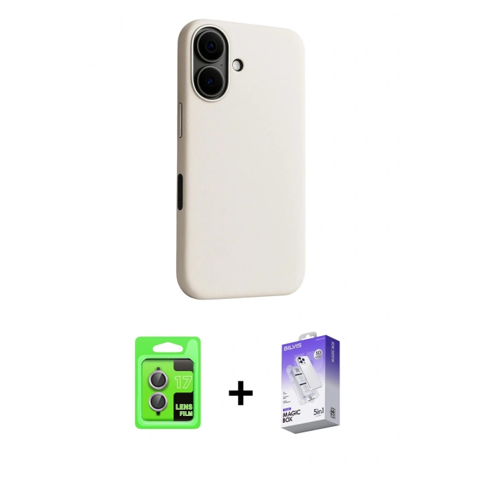 MARSİLYAN™- iPhone 17 Kılıf Zirve Modern Prime - Siyah Bilvis 5in1 3D Magic Cam Ekran Koruyucu + Raze Metal Kamera Lens - AKMR