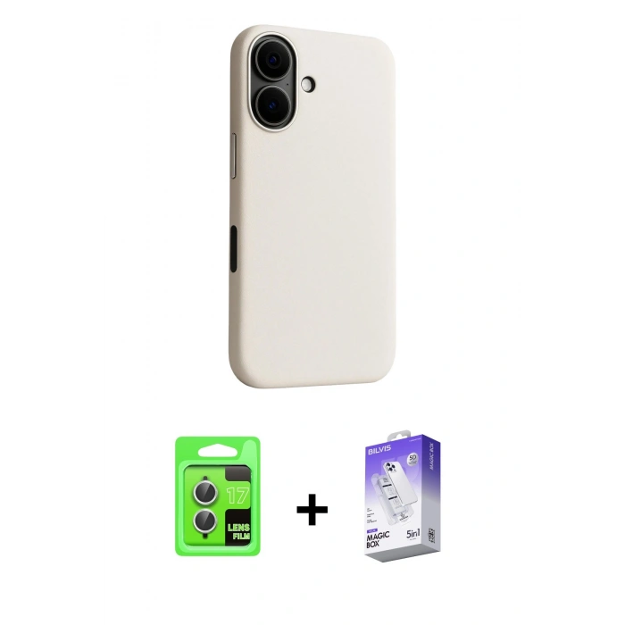 MARSİLYAN™- iPhone 17 Kılıf Zirve Modern Prime - Siyah Bilvis 5in1 3D Magic Cam Ekran Koruyucu + Raze Metal Kamera Lens - GS