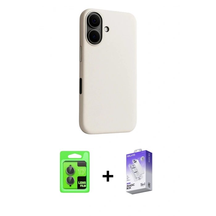MARSİLYAN™- iPhone 17 Kılıf Zirve Modern Prime - Siyah Bilvis 5in1 3D Magic Cam Ekran Koruyucu + Raze Metal Kamera Lens - GI