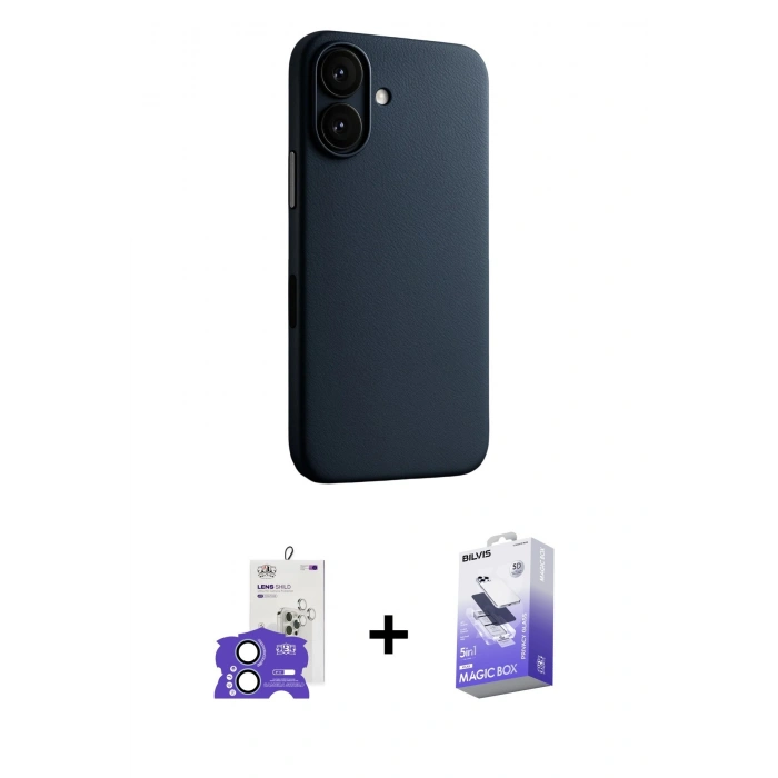 MARSİLYAN™- iPhone 17 Kılıf Zirve Modern Prime - Siyah Bilvis 5in1 5D Magic Hayalet Cam Ekran Koruyucu + Bilvis Titan Kamera Lens - AKMI