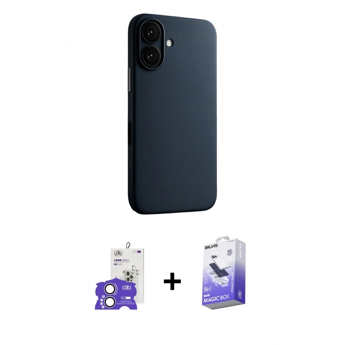 MARSİLYAN™- iPhone 17 Kılıf Zirve Modern Prime - Siyah Bilvis 5in1 5D Magic Hayalet Cam Ekran Koruyucu + Bilvis Titan Kamera Lens - LA
