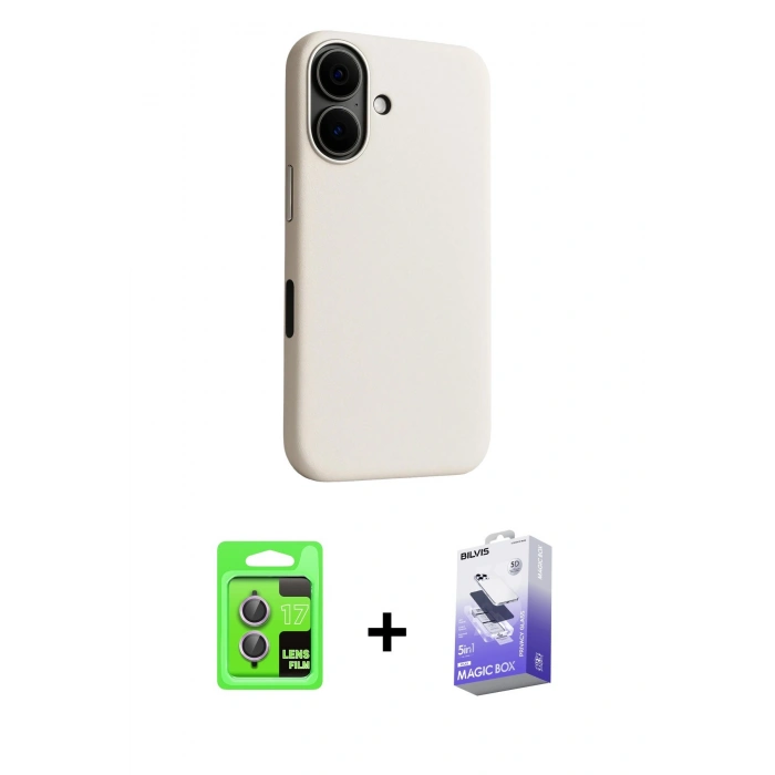 MARSİLYAN™- iPhone 17 Kılıf Zirve Modern Prime - Siyah Bilvis 5in1 5D Magic Hayalet Cam Ekran Koruyucu + Raze Metal Kamera Lens - AKMR