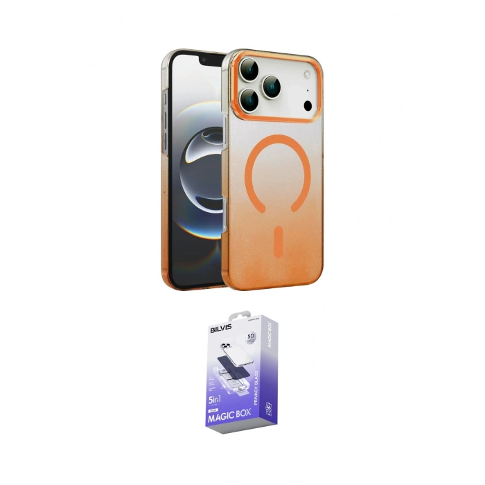 MARSİLYAN™- iPhone 17 Pro Kılıf Ahenk Doku Özel Seri - Siyah Bilvis 5in1 5D Magic Hayalet Cam Ekran Koruyucu