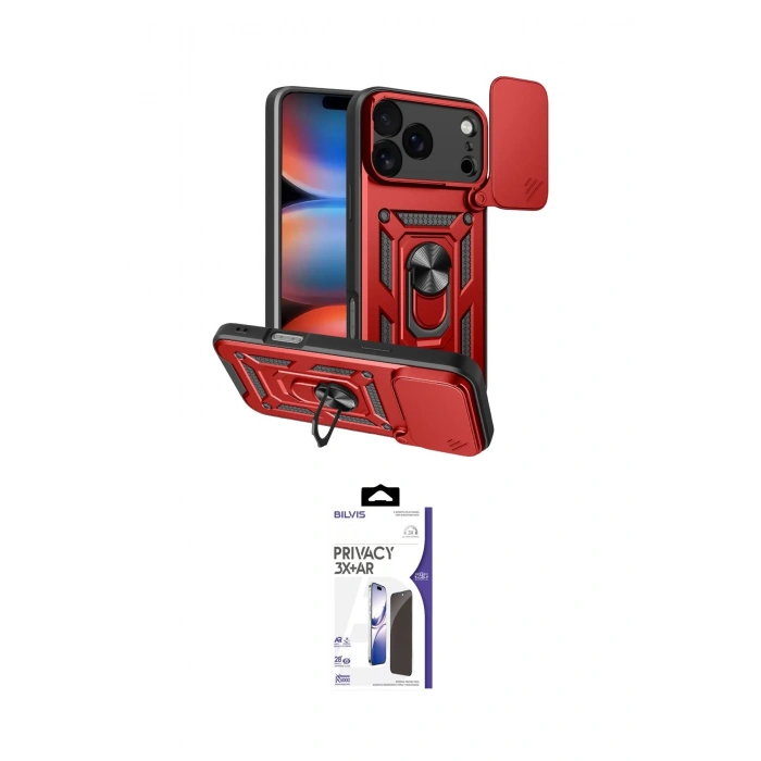 MARSİLYAN™- iPhone 17 Pro Kılıf Ahenk Klasik - Siyah Bilvis 3X AR Hayalet Cam Ekran Koruyucu