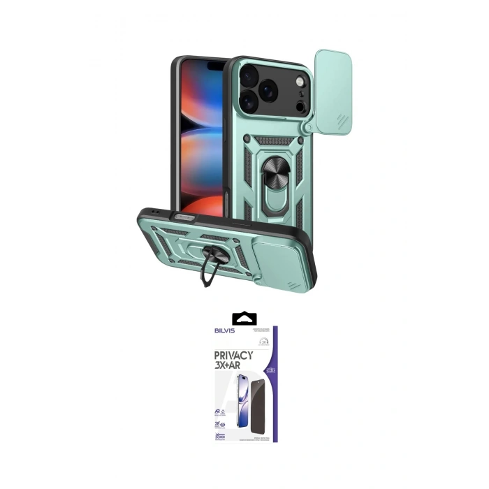 MARSİLYAN™- iPhone 17 Pro Kılıf Ahenk Klasik - Siyah Bilvis 3X AR Hayalet Cam Ekran Koruyucu