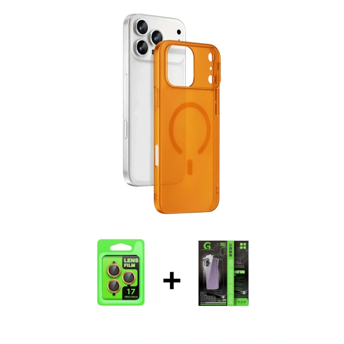 MARSİLYAN™- iPhone 17 Pro Kılıf Ahenk Minimal Serisi - Siyah 360 Mat Full Body Arka Koruyucu + Raze Metal Kamera Lens - TU