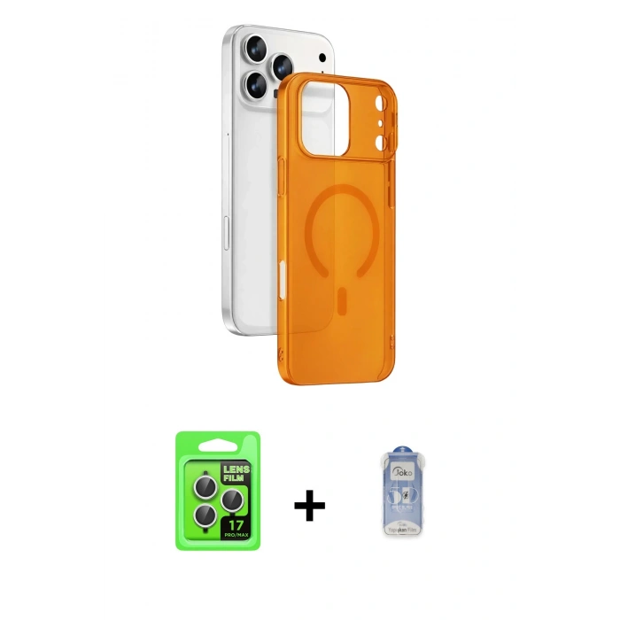 MARSİLYAN™- iPhone 17 Pro Kılıf Ahenk Minimal Serisi - Siyah Joko Magic 5D Cam + Raze Metal Kamera Lens - GS