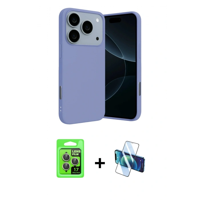 MARSİLYAN™- iPhone 17 Pro Kılıf Ahenk Serisi - Siyah 3D Antistatik Seramik Nano Ekran Koruyucu + Raze Metal Kamera Lens - GI