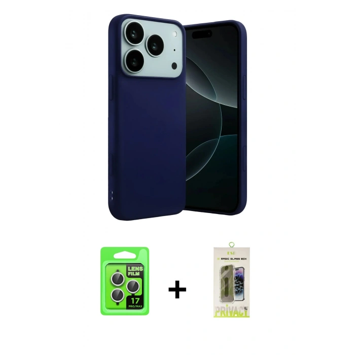 MARSİLYAN™- iPhone 17 Pro Kılıf Ahenk Serisi - Siyah Joko Magic 5D Hayalet Cam + Raze Metal Kamera Lens - GS