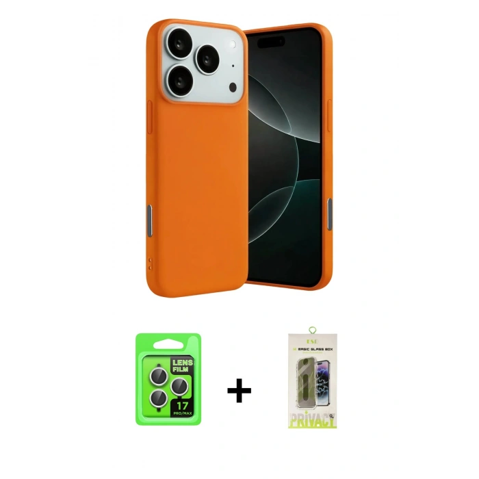 MARSİLYAN™- iPhone 17 Pro Kılıf Ahenk Serisi - Siyah Joko Magic 5D Hayalet Cam + Raze Metal Kamera Lens - GS