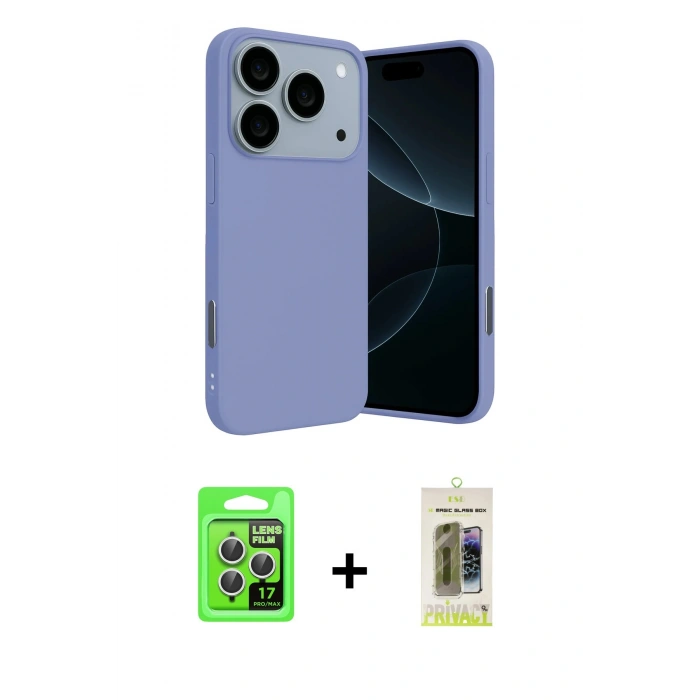 MARSİLYAN™- iPhone 17 Pro Kılıf Ahenk Serisi - Siyah Joko Magic 5D Hayalet Cam + Raze Metal Kamera Lens - GS