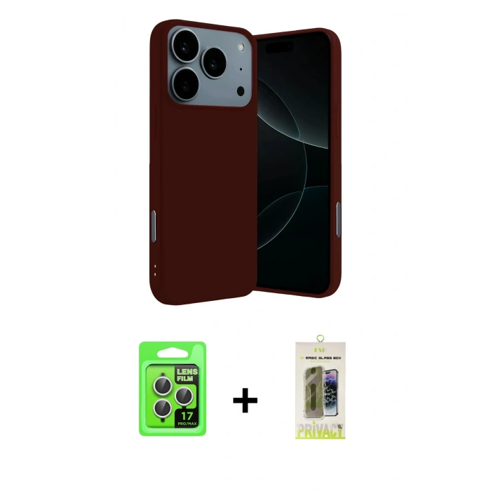 MARSİLYAN™- iPhone 17 Pro Kılıf Ahenk Serisi - Siyah Joko Magic 5D Hayalet Cam + Raze Metal Kamera Lens - GS