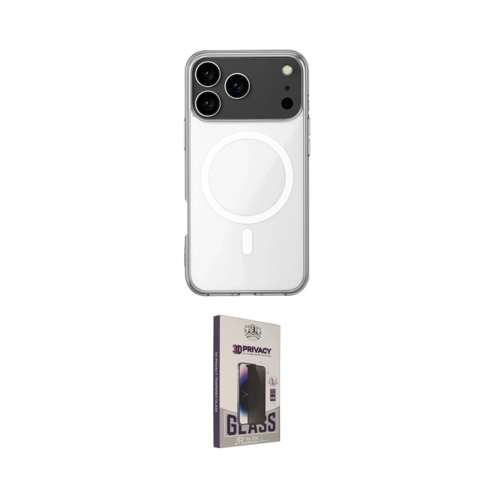 MARSİLYAN™- iPhone 17 Pro Kılıf Ahenk Yansıma Prime - Siyah Bilvis Hayalet Cam Ekran Koruyucu